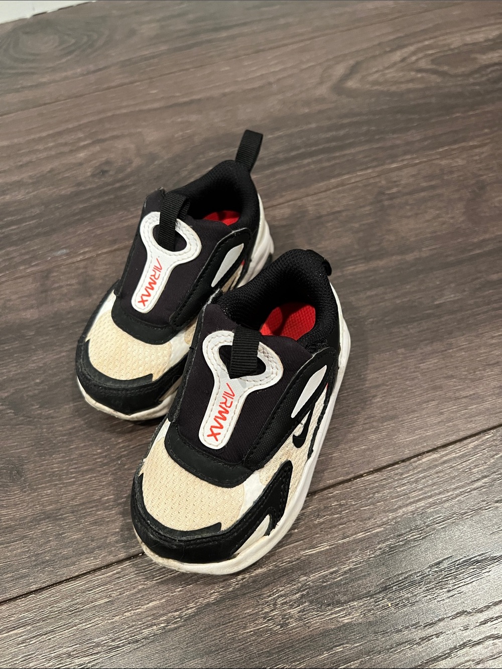 Nike Kids Slip-On Sneakers - Cream, Black & Red Accent